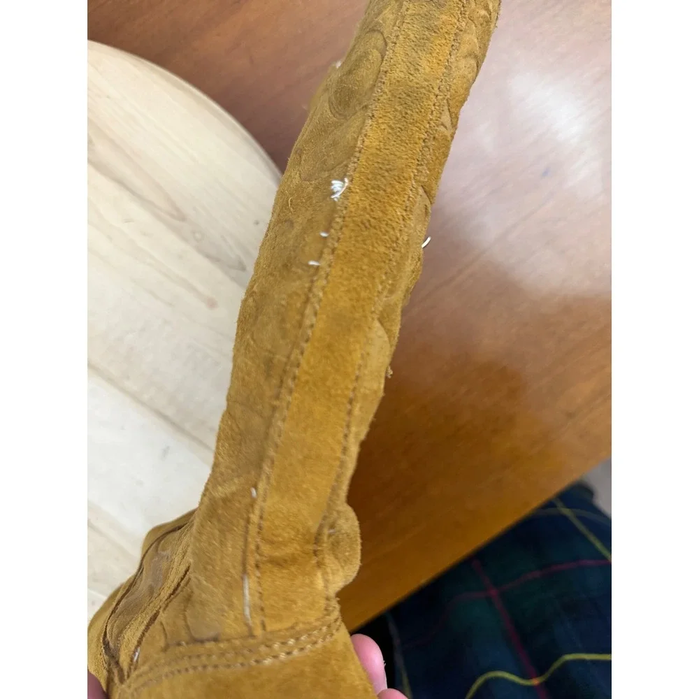 Coach Vintage Tulip Boots Women's 7.5B Suede Fur Lined Tan Signature C Y2K 2000s